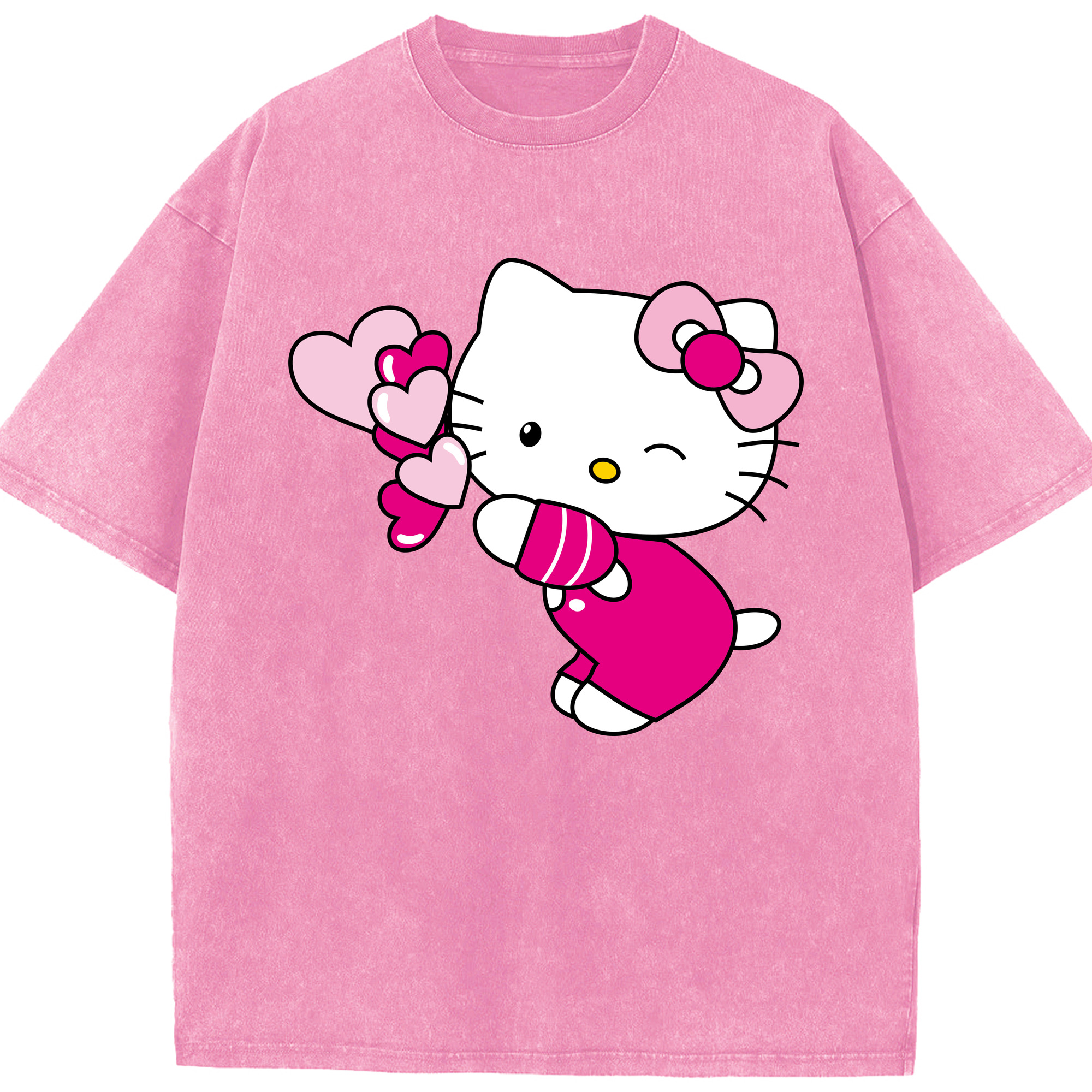 （画像用） Hello Kitty ハローキティ 綿100% ヴィンテージ風 半袖Tシャツ（フロントプリント）